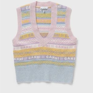Ganni Graphic V neck Vest Size S